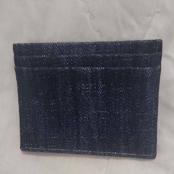 Christian Louboutin Denim Card Holder with Orange Accents - Picture 3 of 6